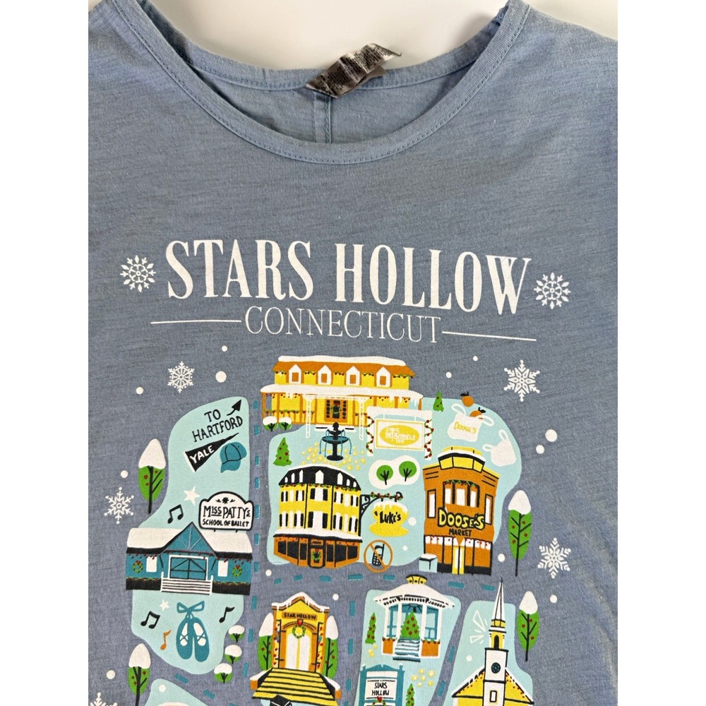 Modern Gilmore Girls Holiday 2022 Stars Hollow Connecticut Map Graphic T-Shirt S